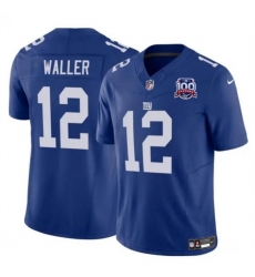 Men New York Giants 12 Darren Waller Blue 2024 F U S E  100TH Season Patch Vapor Untouchable Limited Stitched Jersey