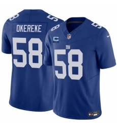 Men New York Giants 58 Bobby Okereke Blue 2025 F U S E  With 2 Star C Patch Vapor Untouchable Limited Stitched Jersey Men New York Giants 58 Bobby Okereke Blue 2025 F U S E  With 2 Star C Patch Vapor Untouchable Limited Stitched Jersey