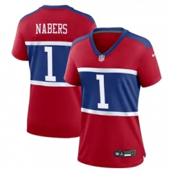 Women Men New York Giants 1 Malik Nabers Red Vapor Untouchable Limited Stitched Jersey