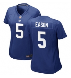 Women New York Giants 5 Jacob Eason Blue Stitched Jersey 28Run Small 29