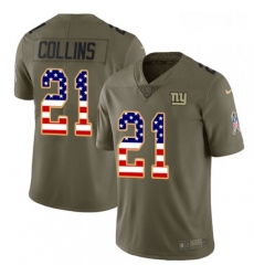 Youth Nike New York Giants 21 Landon Collins Limited OliveUSA Flag 2017 Salute to Service NFL Jersey