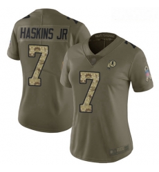 Redskins #7 Dwayne Haskins Jr Olive Camo Women Stitched Football Limited 2017 Salute to Service Jersey