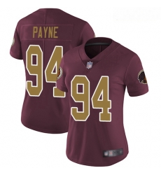 Redskins #94 Da 27Ron Payne Burgundy Red Alternate Women Stitched Football Vapor Untouchable Limited Jersey