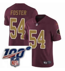 Youth Nike Washington Redskins 54 Mason Foster Burgundy RedGold Number Alternate 80TH Anniversary Vapor Untouchable Limited Stitched 100th anniversary Neck