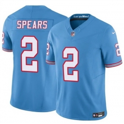 Men Tennessee Titans 2 Tyjae Spears Blue 2024 F U S E  Throwback Vapor Limited Stitched Football Jersey