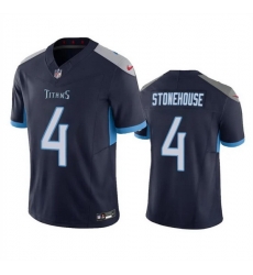 Men Tennessee Titans 4 Ryan Stonehouse Navy 2023 F U S E  Vapor Limited Stitched Football Jersey