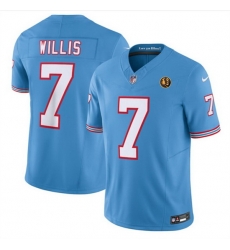 Men Tennessee Titans 7 Malik Willis Blue 2023 F U S E  Throwback With John Madden Patch Vapor Limited Stitched Football Jersey