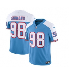 Men Tennessee Titans 98 Jeffery Simmons Blue White 2023 F U S E  Vapor Limited Throwback Stitched Football Jersey