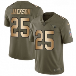 Mens Nike Tennessee Titans 25 Adoree Jackson Limited OliveGold 2017 Salute to Service NFL Jersey