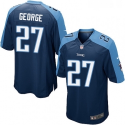 Mens Nike Tennessee Titans 27 Eddie George Game Navy Blue Alternate NFL Jersey