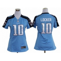 Nike Women NFL Tennessee Titans #10 Jake Locker Blue Jerseys