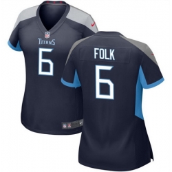 Women Tennessee Titans 6 Nick Folk Navy Stitched Football Jersey  Run Small