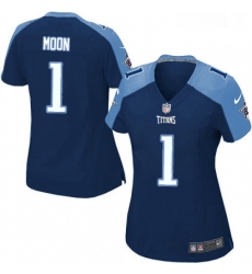 Womens Nike Tennessee Titans 1 Warren Moon Game Navy Blue Alternate NFL Jersey