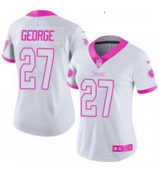 Womens Nike Tennessee Titans 27 Eddie George Limited WhitePink Rush Fashion NFL Jersey