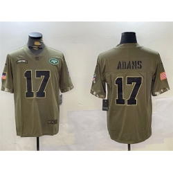 Men New York Jets 17 Davante Adams Olive Salute To Service Limited Stitched Jersey