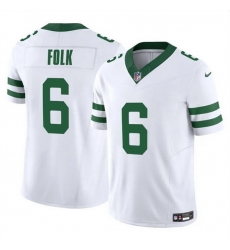 Men New York Jets 6 Nick Folk White 2025 F U S E  Vapor Untouchable Limited Stitched Jersey