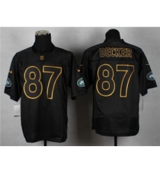 Nike New York Jets 87 Eric Decker black Elite gold lettering fashion NFL Jersey