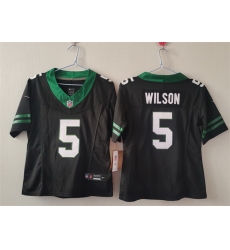 Women New York Jets 5 Garrett Wilson Black F U S E Vapor Stitched Jersey Women New York Jets 5 Garrett Wilson Black F U S E Vapor Stitched Jersey