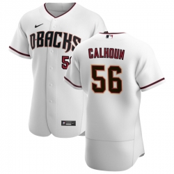 Men Arizona Diamondbacks 56 Kole Calhoun Men Nike White Crimson Flex Base Home Team MLB Jersey