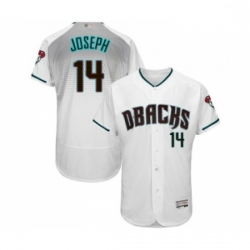 Mens Arizona Diamondbacks 14 Caleb Joseph White Teal Alternate Authentic Collection Flex Base Baseball Jersey