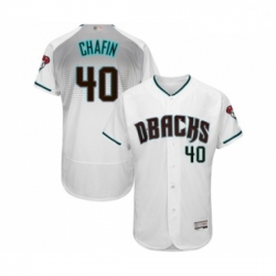 Mens Arizona Diamondbacks 40 Andrew Chafin White Teal Alternate Authentic Collection Flex Base Baseball Jersey