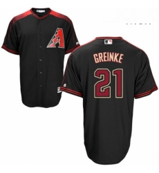 Mens Majestic Arizona Diamondbacks 21 Zack Greinke Replica Black Alternate Home Cool Base MLB Jersey