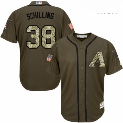 Mens Majestic Arizona Diamondbacks 38 Curt Schilling Replica Green Salute to Service MLB Jersey