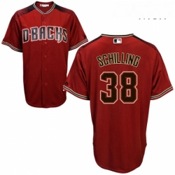 Mens Majestic Arizona Diamondbacks 38 Curt Schilling Replica Red Alternate Cool Base MLB Jersey