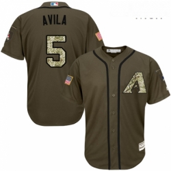 Mens Majestic Arizona Diamondbacks 5 Alex Avila Authentic Green Salute to Service MLB Jersey 