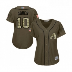 Womens Arizona Diamondbacks 10 Adam Jones Authentic Green Salute to Service Baseball Jersey 