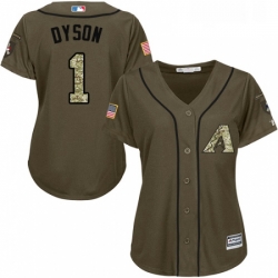 Womens Majestic Arizona Diamondbacks 1 Jarrod Dyson Replica Green Salute to Service MLB Jersey 