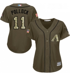 Womens Majestic Arizona Diamondbacks 11 A J Pollock Authentic Green Salute to Service MLB Jersey