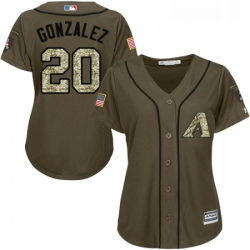 Womens Majestic Arizona Diamondbacks 20 Luis Gonzalez Authentic Green Salute to Service MLB Jersey