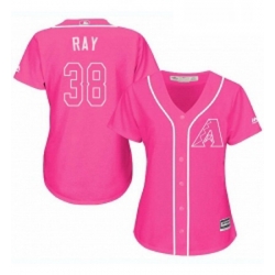 Womens Majestic Arizona Diamondbacks 38 Robbie Ray Authentic Pink Fashion MLB Jersey 