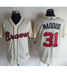 Braves #31 Greg Maddux Cream New Cool Base Stitched MLB Jersey