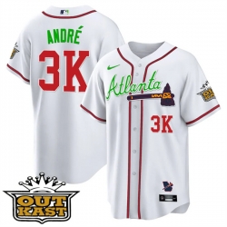 MEN 27S ATLANTA BRAVES OUTKAST 3K Andr E9 White COOL BASE JERSEY  ALL STITCHED