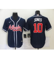 MLB Braves 10 Chipper Jones Navy Cool Base Men Jersey