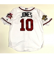 Men ATLANTA BRAVES #10 CHIPPER JONES 1995 WORLD SERIES MAJESTIC COOL BASE Jersey