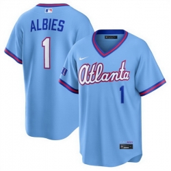 Men Atlanta Braves  1 Ozzie Albies Powder Blue 2026 City Connect Stadium Stitched Baseball Jersey