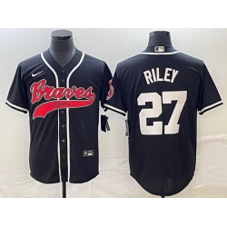 Men Atlanta Braves 27 Austin Riley Black Cool Base Stitched Baseball Jersey