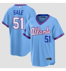 Men Atlanta Braves  51 Chris Sale Powder Blue 2026 City Connect Stadium Stitched Baseball Jersey
