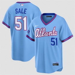Men Atlanta Braves  51 Chris Sale Powder Blue 2026 City Connect Stadium Stitched Baseball Jersey