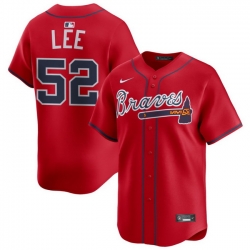 Men Atlanta Braves Nike Alternate Limited Jersey Red Lee Dylan 52