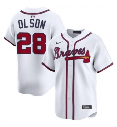 Men Atlanta Braves Nike Alternate Limited Jersey White Olson Matt 28
