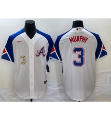 Men's Atlanta Braves #3 Dale Murphy Number White 2023 City Connect Cool Base Stitched Jerseys