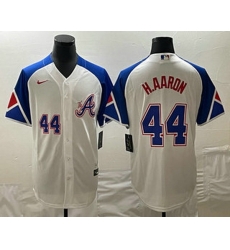 Men's Atlanta Braves #44 Hank Aaron Number White 2023 City Connect Cool Base Stitched Jersey