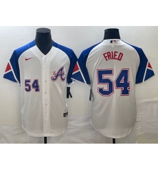 Men's Atlanta Braves #54 Max Fried Number White 2023 City Connect Cool Base Stitched Jerseys