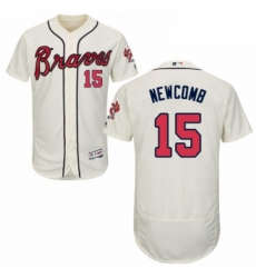 Mens Majestic Atlanta Braves 15 Sean Newcomb Cream Alternate Flex Base Authentic Collection MLB Jersey