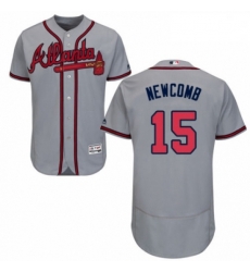 Mens Majestic Atlanta Braves 15 Sean Newcomb Grey Road Flex Base Authentic Collection MLB Jersey