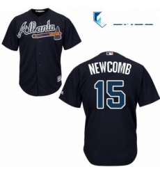 Mens Majestic Atlanta Braves 15 Sean Newcomb Replica Blue Alternate Road Cool Base MLB Jersey 